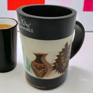 Rustic Wooden Black Cup Davao City Philippines Mug Beverage Hot Drink Holder